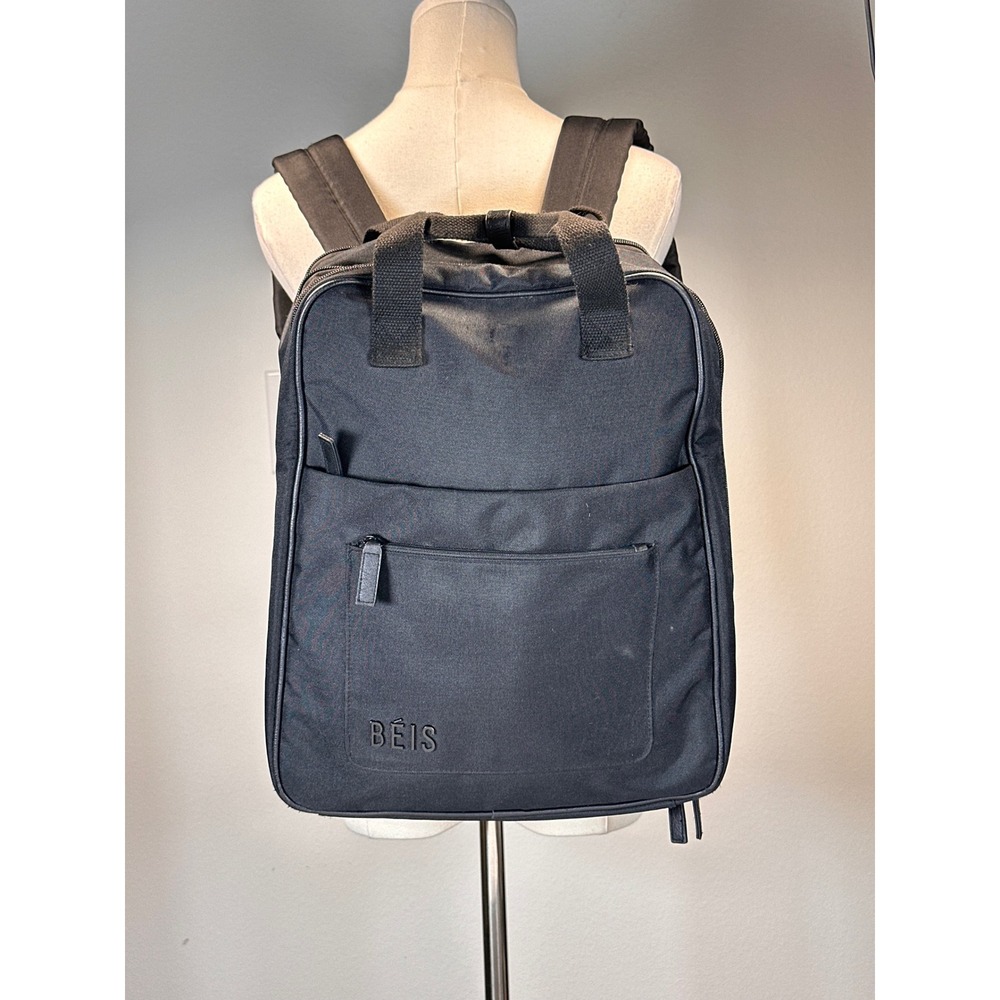 BEIS The Expandable Backpack Black Laptop Travel Work Carry-On Utility Bag